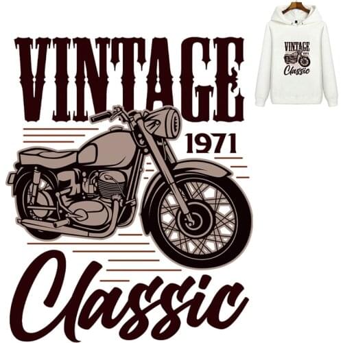 Motorcycle Patches Iron on Transfer Vintage Motorbike Patches for T-shirt Cool Men Clothing DIY Thermo Stickers on Clothes