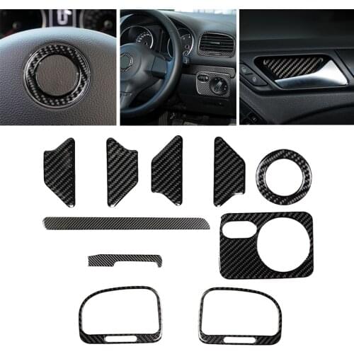 Car Vehicle Interior Air Outlet Carbon Fiber Sticker Fit for Volkswagen for Golf 6 Accessories Black