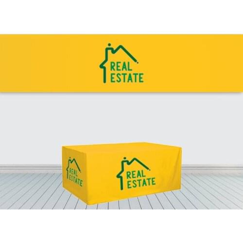 Customize logo polyester advertising table cover spandex table cloth for exhibition trade show