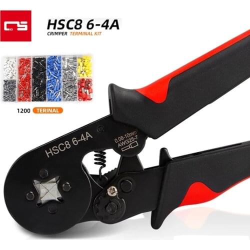 HSC8 6-4A Crimping Pliers 0.25-10MM² Precision Clamp Tubular Terminal Crimping Tools Electrical Pliers with Wire Terminals