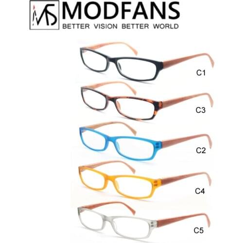 Reading Glasses Women Rectangular Frame Readers Eyeglasses with Wood-Look Printed Legs for Men & Ladies Presbyopic Glasses