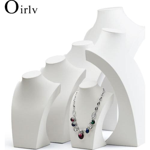 FANXI Stylish White PU leather Jewelry Display Stand Mannequin Model Pendant Display Necklace Bust Holder Jewelry Organizer