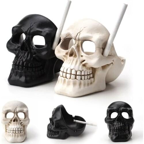 Skull Ashtray Tobacco Ash Box Sculpture Statue Container Decoration Retro Vintage Skull Home Office Bar Ornament Crafts Man Gift
