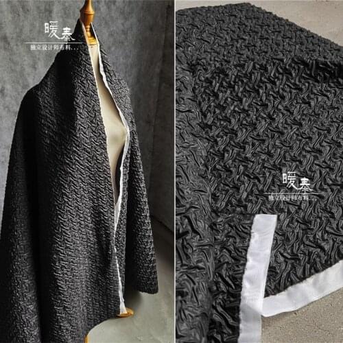 Pleated Bubble Fabric Black Line Concave convex Fabric Modification DIY Crafts Decor Clothes Dress Creative Designer Fabric