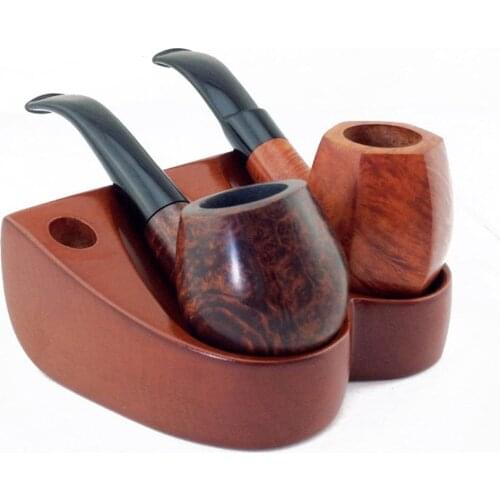Two bucket solid wood Cigar Pipe Holder Base rack display stand Home desktop decoration smoking accessories Fashion gift