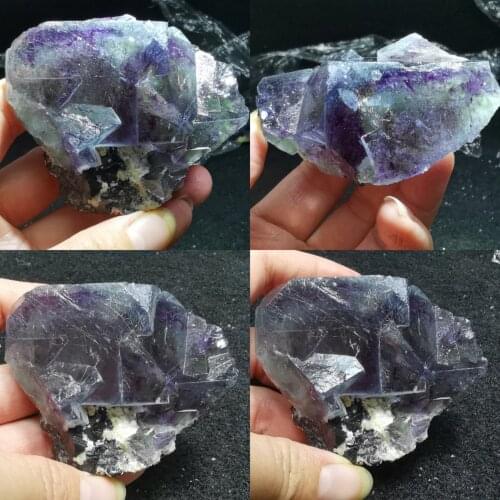 Natural rare purple fluorite cluster minerals teaching specimen stone and CRYSTAL HEALING CRYSTAL QUARTZ GEM home decoration