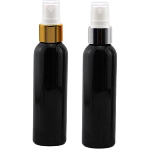 30pcs 120ml Empty Plastic Bottles With Gold Spray Pump 120ml Capacity PET Perfume Atomizer Container Black Cosmetic Bottle