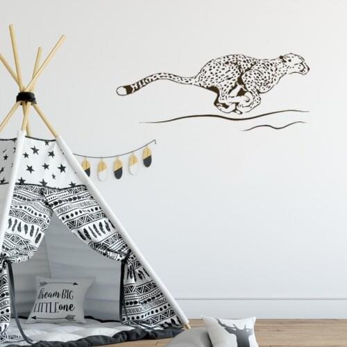 Cheetah Running Removable Wallpaper Stickers for Living Room Art Decoration for Home Decor Vinyl Wall Decals Playroom TA387