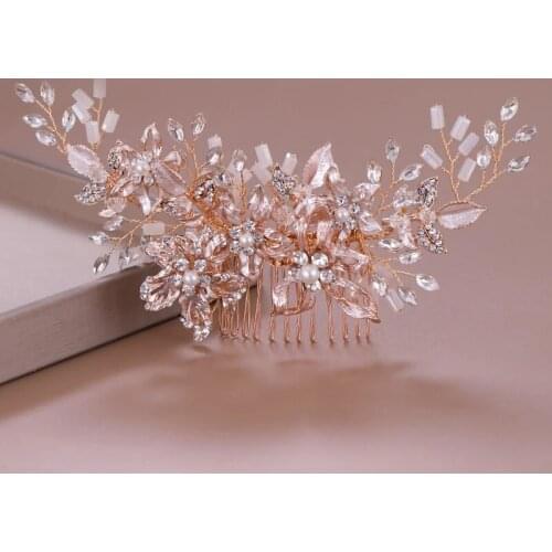 Silver Color Crystal Pearl Bridal Hair Accessory Newest Fashion Handmade Bridal Hair Comb Wedding Hair Jewelry Gift Wholesale