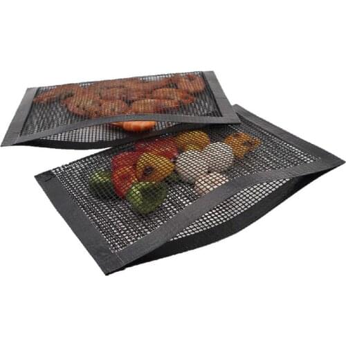 Mesh Grill Bags Non-stick Barbecue Mesh Reusable BBQ Grilling Pouches Kitchen Outdoor Cooking Grill Bags For Gas Grill Smoke