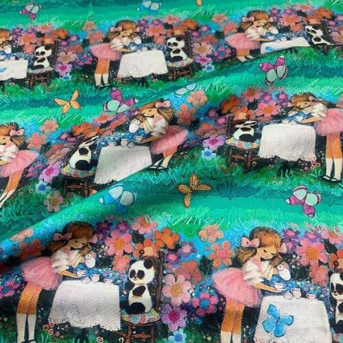 Lovely 110cm Width Cotton Fabric 100% Sewing Children Clothing Dress Fabric Panda Garden Printed Fabric Printed DIY