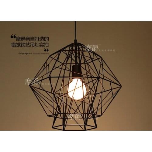 Modern Black Iron Bird Cage Lamparas Suspension Luminaire Pendant Light Dining Bedroom Lamp lustre pendente