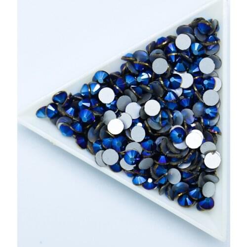 Metallic Blue 3D Nail Art Rhinestones ss3 ss4 ss5 ss6 ss8 ss10 ss12 ss16 ss20 ss30 ss34 Crystal Nails Non Hot Fix Decorations
