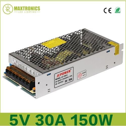 Best quality 5V 30A 150W Switching Power Supply Driver for LED Strip AC 110-240V Input to DC 5V free shipping