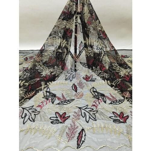 High Quality Sequin Lace Fabric The Latest African Order Lace Fabric In 2021, Nigeria Mesh Thin Sewing Garment Fabric FJ4515