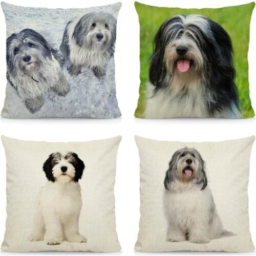 XUNYU Cushion Cover 45x45 Polish Lowland Sheepdog Pillowcase Home Decoration Throw Pillows Case DWG039