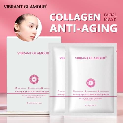VIBRANT GLAMOUR Collagen Facial Mask Smoothing Firming Anti-Aging Diminishing Fine Lines Lifting Tightening Skin Deep Repairing