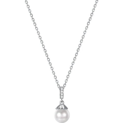 ZEMIOR 925 Sterling Silver Pendant Necklace For Women The Lotus Holds Its Pearl Cubic Zirconia Necklace Party Fine Jewelry