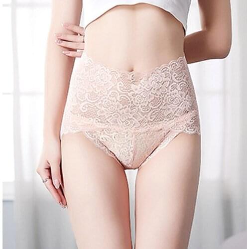 Women Fashion Cozy Lingerie Floral Briefs High Waist Cotton Blend Cute Women Underwear High Waist hot sale Sexy Lace Panties