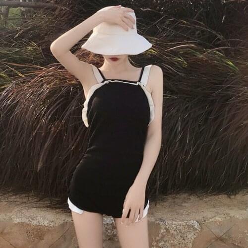 Ladies Sexy Halter Bikini Gathered To Look Thin One-piece Hot Spring Swimsuit Beach Swimsuit