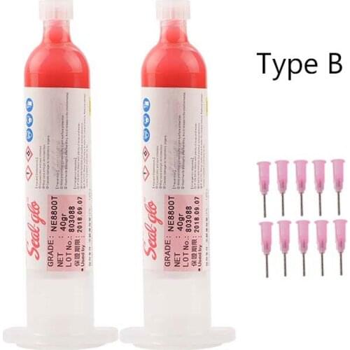 1/2pcs 30ml/40g SMD SMT BGA IC Repair Chips Stencil Paste Dispenser Red Glue with 10pcs Needles PCB Reflow Masking Welding Paste