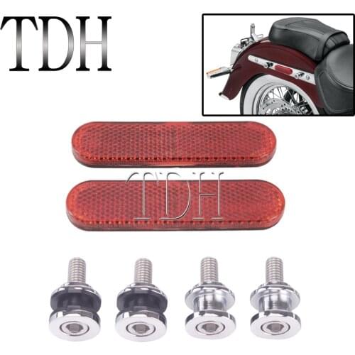 1 Set Chrome Backrest Sissy Bar Docking Hardware Bolt Screw Kit w/ Red Reflector For Harley Softail FLFB FLFBS FXBR FXBRS 18-21