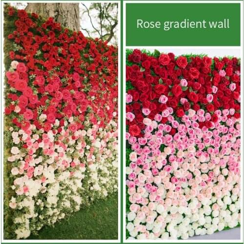 1m*1m Advanced customized silk flower wall DIY wedding props stage live photo background wall window Christmas decor floral wall