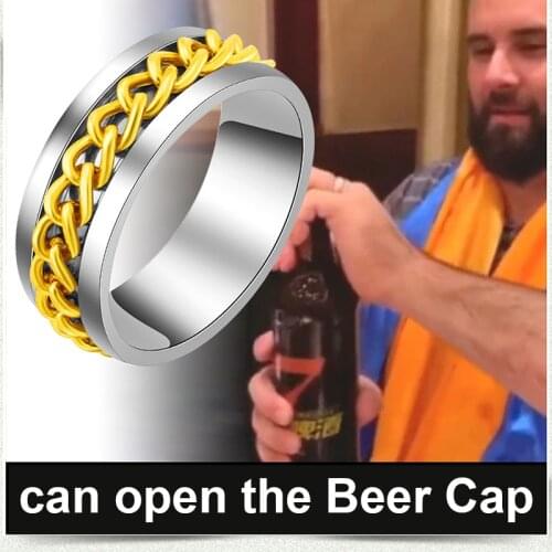 6 7 8 9 10 11 Size Titanium Steel Spinner Ring Cuba Rotating Chain Rings Punk Style Women Men Couple Jewelry for Party Gift 1Pc