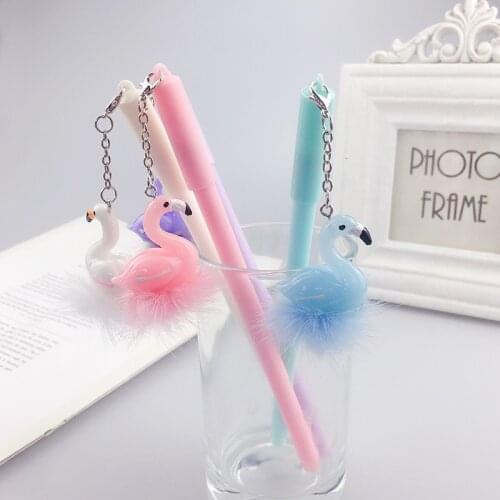 1 Pcs Cute Animals Flamingo Alpaca Sheep Cow Pendant Gel Pen School Office Supply Student Stationery Black Ink 0.5mm