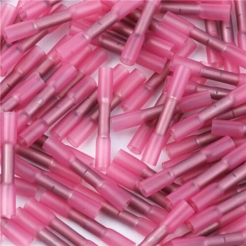 100Pcs/Set 18-22 AWG Red Heat Shrink Butt Connectors Electrical Wire Splice Terminals Waterproof Electrical Car Audio Connectors