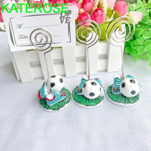 12PCS Soccer Themed Place Card Holders Wedding Table Centerpiece Football Name Card Holder Unique Party Decor