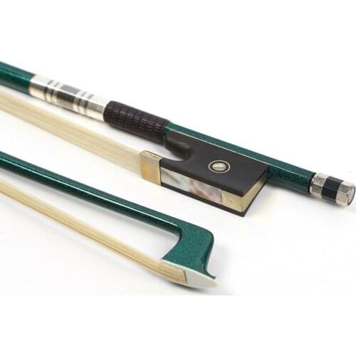 1X Violin Bow 4/4 Green Carbon Fiber Ebony Frog Great Balance AAA HorseTail