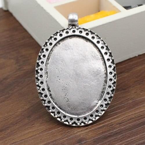 2pcs/lot Antique Silver/Gold Cameo/Glass/Cabochon Frame bezel Settings, Pendant Charm 56x39mm fit: 29.5x39.5mm (K03427)