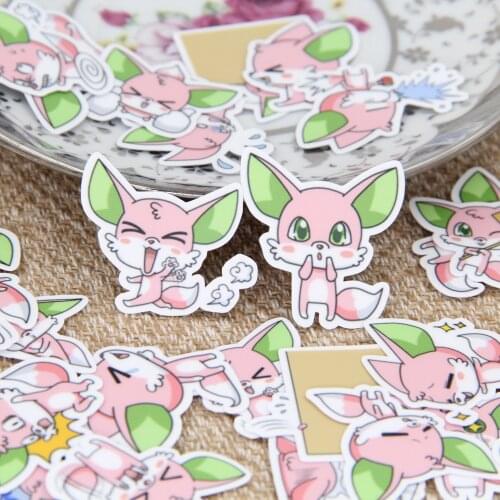 40pcs Cute Pink Fox Animal Decorative Scrapbooking Stickers Pack for Crafting Handmade Photo Albums Diary Deco Children Gift