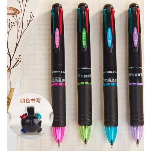 48Pcs 2020 new four color ink 4 in 1 ball pen business office stationery original pen advertising promotional gift ballpoint pen