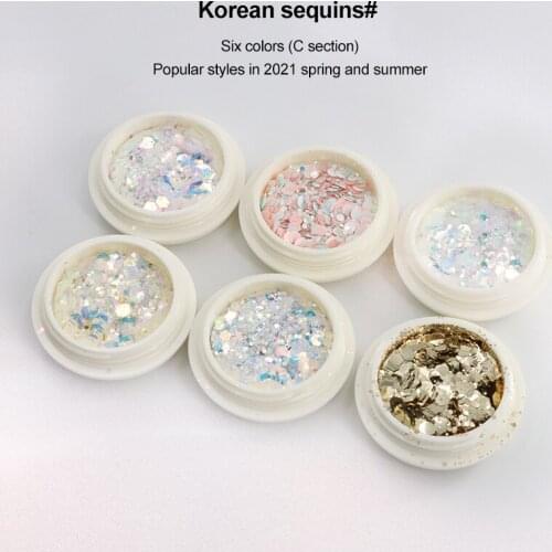 6 Colors/Set Nails Accesorios Glitter Big Hexagonal Sequins Chameleon Laser DIY Nails Decoration Nail Supplies For Professionals