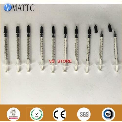 Free Shipping 10 Sets Dispensing Plastic Manual Syringes 1cc 1ml With Tip Cap/Stopper