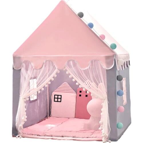 Large Children Toy Tent 1.45M Wigwam Folding Kids Tents Tipi Baby Play House Girls Pink Princess Castle Child Room Decor