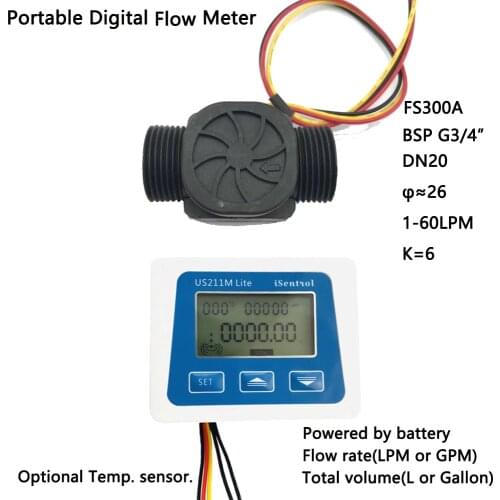 Digital Flow Meter FS300A US211M Lite 2-45L/min 5V Flow Effect Water Sensor NO Temperature Sensor Isentrol Zhongjiang Sea