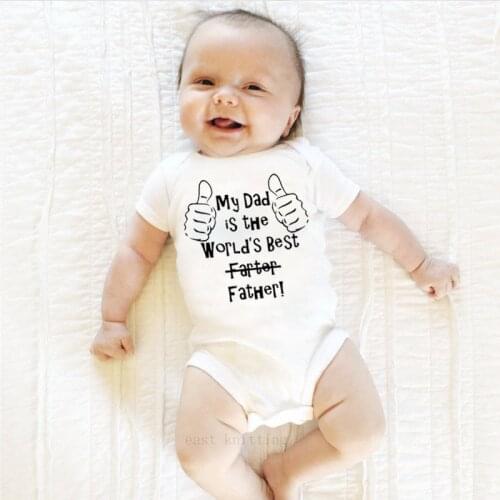 Newborn Baby Clothes Best Dad Father Print Cotton Romper Playsuit Sunsuit Outfits Infant Boys Girls Summer Rompers Costume 0-24M