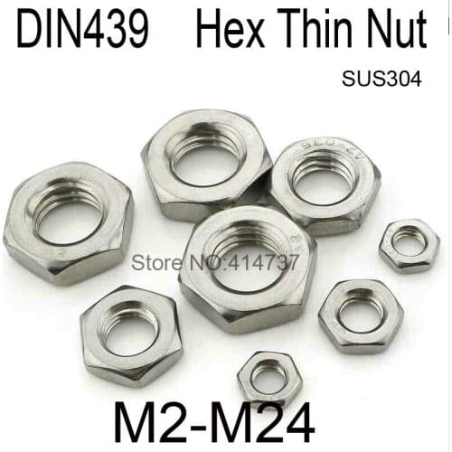 DIN439 Stainless Steel A2 M2-M24 Hex Thin Nut SUS304