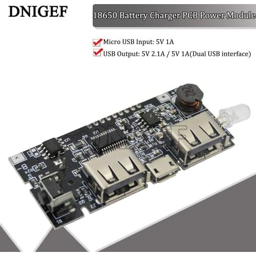 DNIGEF Dual USB 18650 Battery Charger PCB Power Module 5V 2.1A 1A Mobile Power Bank Accessories for Phone DIY