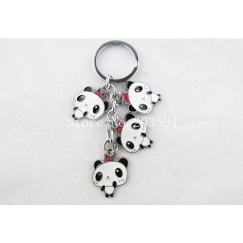EFB238 ( 1Pcs Enamel PANDA Cartoon Keychain Male Womens Car couple Key Chain Key Ring For Christmas Gift