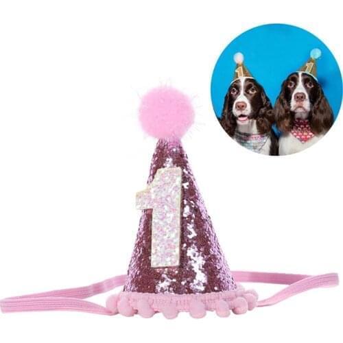 Legendog 1pc Dog Birthday Hat Decor Shiny Dog Hat Pet Headband Pet Headwear For Dogs Cats Birthday Party Favors Hair Accessories