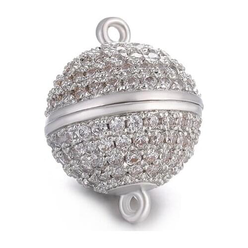 Juya 1pc 4 Size Luxury AAA Cubic Zirconia Magnetic Balls Fasteners For Handmade DIY Jewelry Making Magnetic Clasps