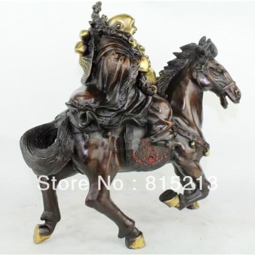 Wang 000902 Chinese Maitreya ride on horse Bronze Statue *horse statue