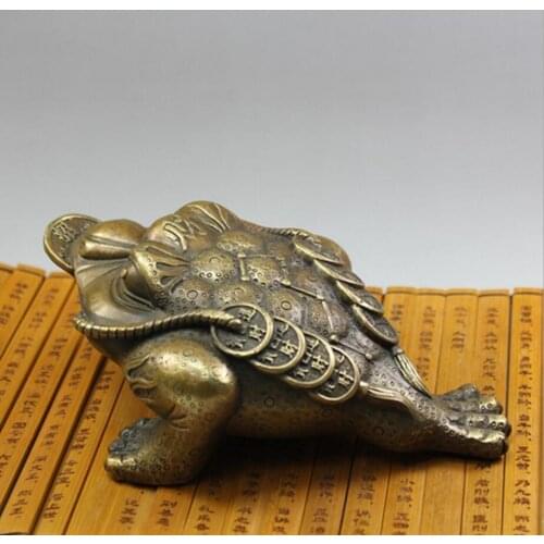 CHINESE STYLE COPPER BRONZE TOAD LUCKY CAI ANTIQUES ANTIQUE BRONZE CRAFTS ORNAMENTS COLLECTIBLES SHIPPING