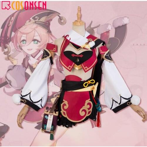 Genshin Impact Yanfei Cosplay Costume Lovely Lolita Dress Halloween Outfit Full Set COSPLAYONSEN