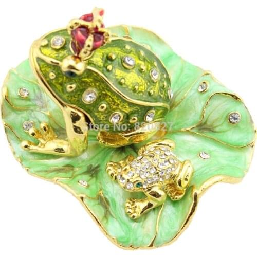 Legendary Bachelorette Frog Prince Crystals Toad King Crown, Trinket Jewelry Box Lily Pad (8.3*6.8*5.5 CM (L*W*H))