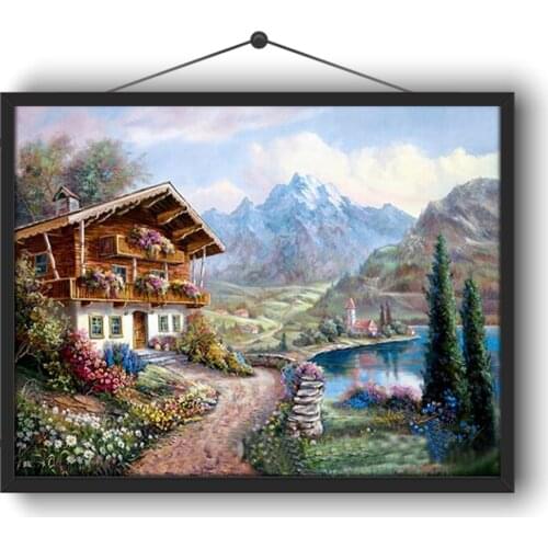 5D DIY Full Circle Diamond Embroidery Kit "ideal House" Exquisite Home Handicrafts, Decorations, Paintings and Ornaments